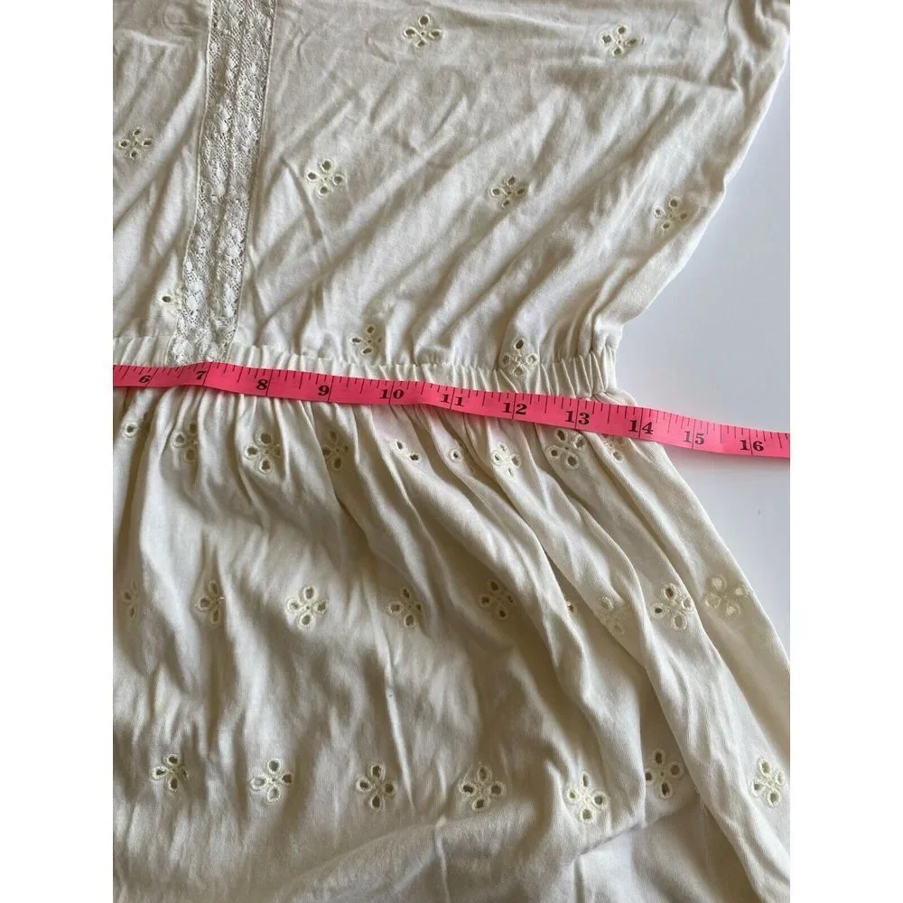 Lauren ralph Lauren Women's S Dress Cream Eyelet Boho Peasant Jersey cottagecore - Picture 14 of 16